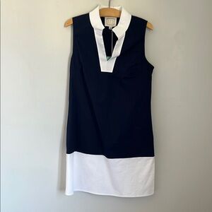 Sail to Sable Navy and White Sleeveless Sheath Dress. Size Medium. NWT